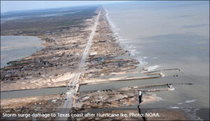 Debris from houses that were damaged by Hurricane Ike